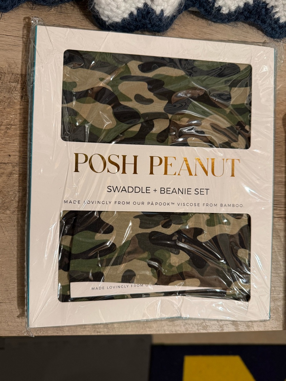Posh Peanut cadet camo swaddle and beanie set -New